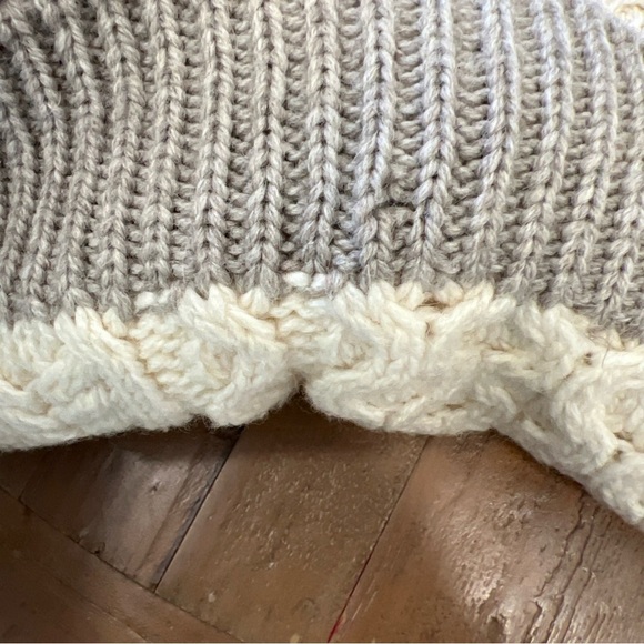 Aran Islands Sweater Medium Cream Cable Knit Colorblock Pullover Crewneck Wool - Picture 6 of 9